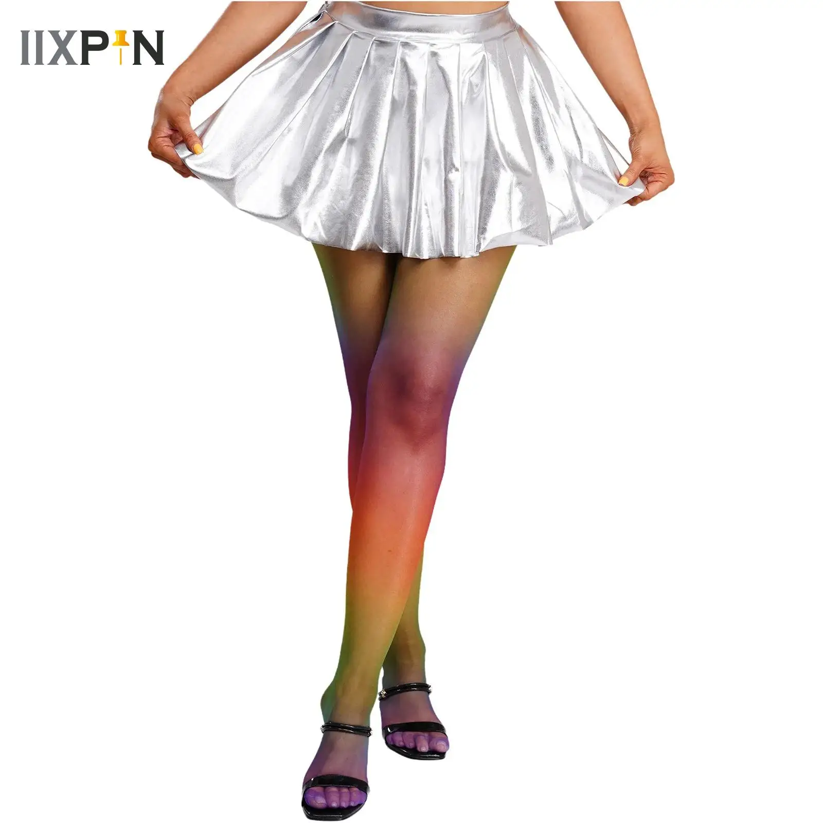 

Womens Rainbow Color Fishnet Pantyhose Hollow Out Stretchy Footed Stockings Bodystockings Accessories for Clubwear Dancing Socks