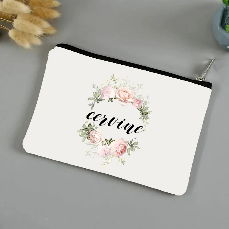 Floral Custom Bride Bag Multiple Fonts Makeup Case Wedding Personalized Cosmetic Pouch Bridesmaid Gift Proposal Gifts for Her