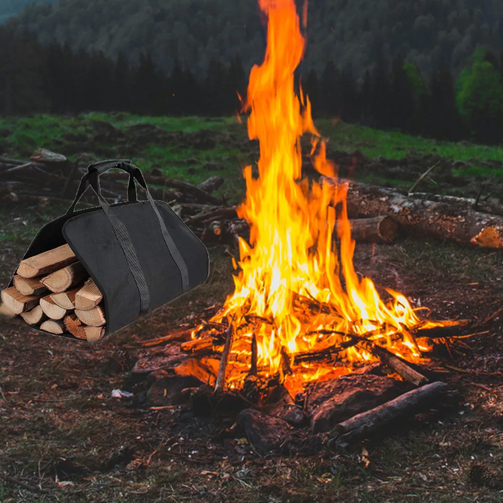 

1pc Firewood Bag Heavy Duty Wood Carrier Folding Log Storage Pouch Portable Camping Accessory Log Holder Outdoor Tool Transport
