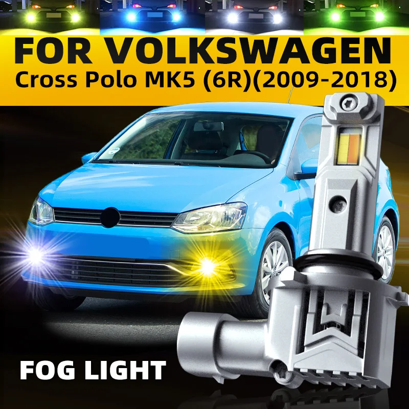 

2x Car LED Front Fog Lights Lamps Bulbs Dual Colors Switchback For volkswagen Cross Polo MK5 2012 2013 2014 2015 2016 2017 2018