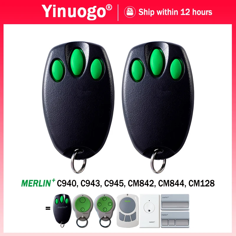 

2pcs MERLIN C945 CM844 CM128 C840 C940 C943 CM842 433.92MHz Rolling Code Garage Door Remote Control Gate Opener