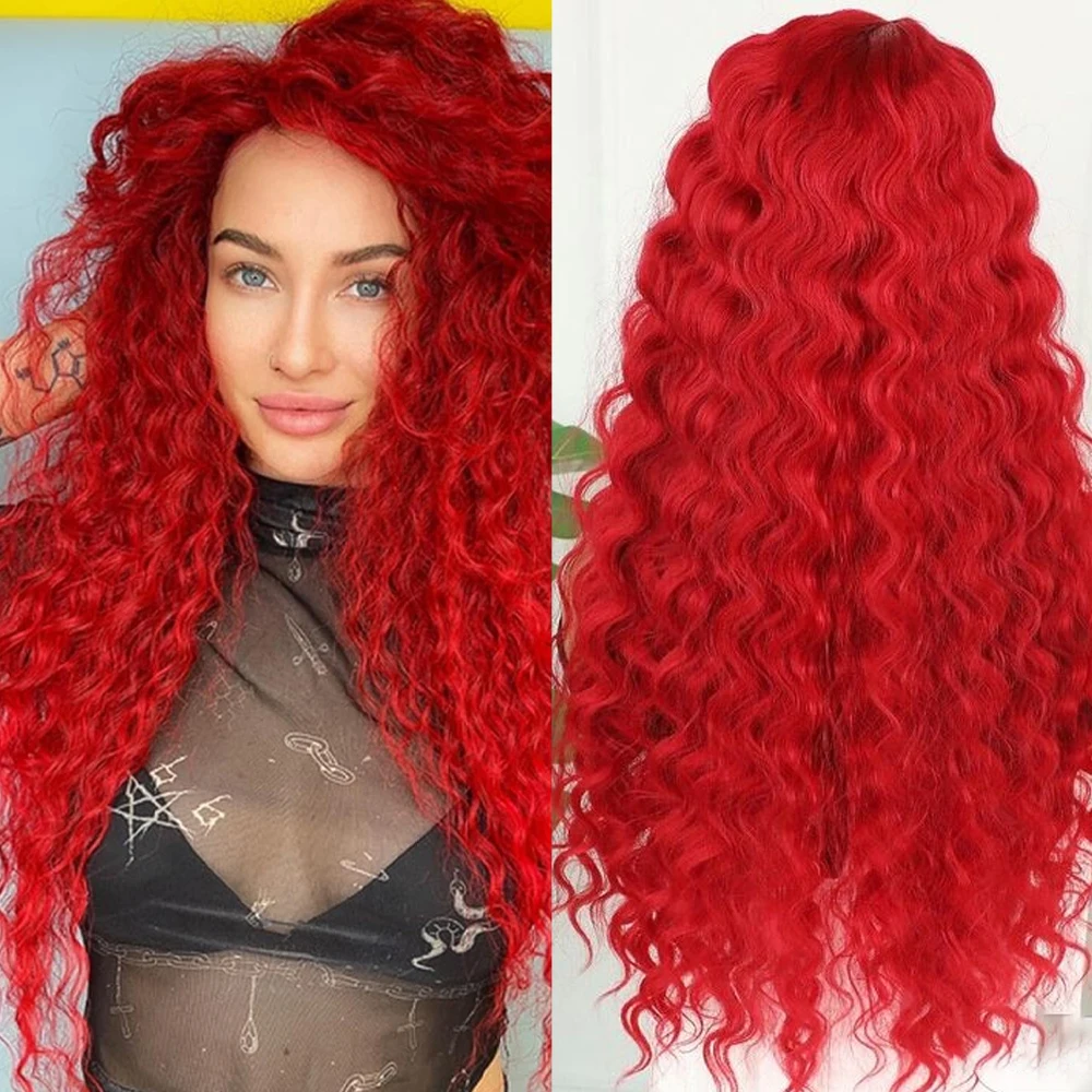 Deep Curly Wave Lace Front Wigs Human Hair 40 Inch Red Curly Lace Front Wigs Human Hair Pre Plucked For Black Women 210Density