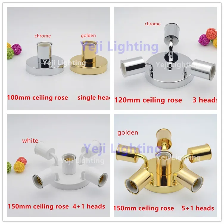 white ceiling rose with Multiple E27 ceramic screw lamp holders elbow holder Led bulb Tube light Lighting accessories wholesale