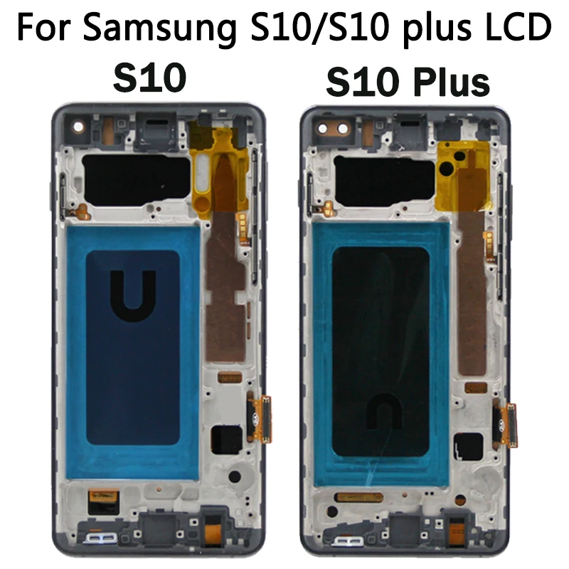 Substituição da tela de toque com moldura para Samsung S10 Plus, TFT, G975F, Display LCD, Substituição Digital, G973F