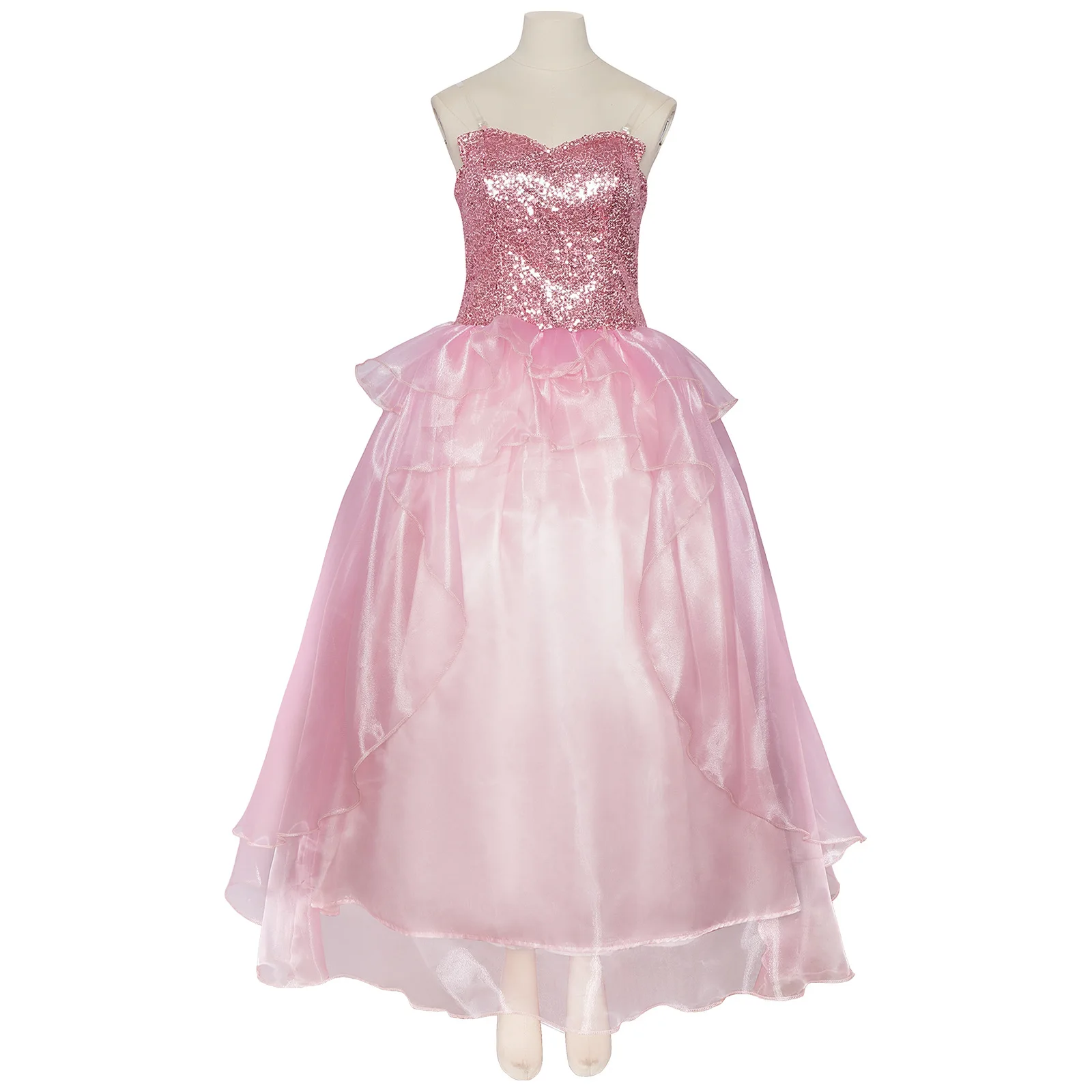 Halloween Carnival Glinda Wicked Cosplay Costume Disguise Pink Princess Chiffon Dress Adult Women Fantasy Outfit