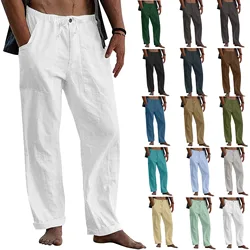 Spring Mens Jogger Linen Wide Men Pants Cottonl Trousers Oversize Streetwear Male Autumn Yoga Pants Casual Men Sweatpants