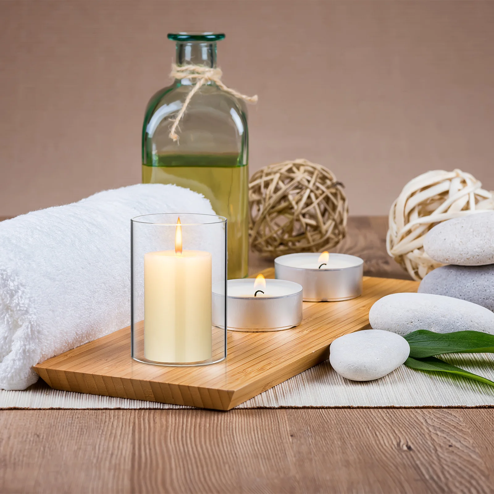 

Transparent Glass Shades Clear Cylinder Holder for Home Decor Simple Structure Exquisite Craft Romantic