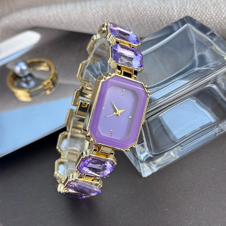 women's large section rhinestone chain rectangular color case rhinestone dial fashion European and American style ladies watch