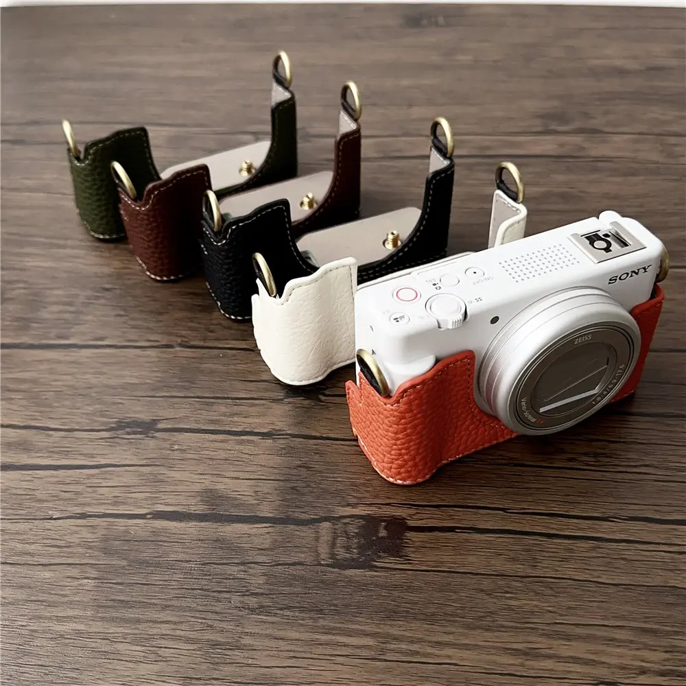Camera Half Case for Sony ZV1F ZV-1F ZV-1M2 ZV1M2 Handmade PU Leather  Bottom Opening Body Cover