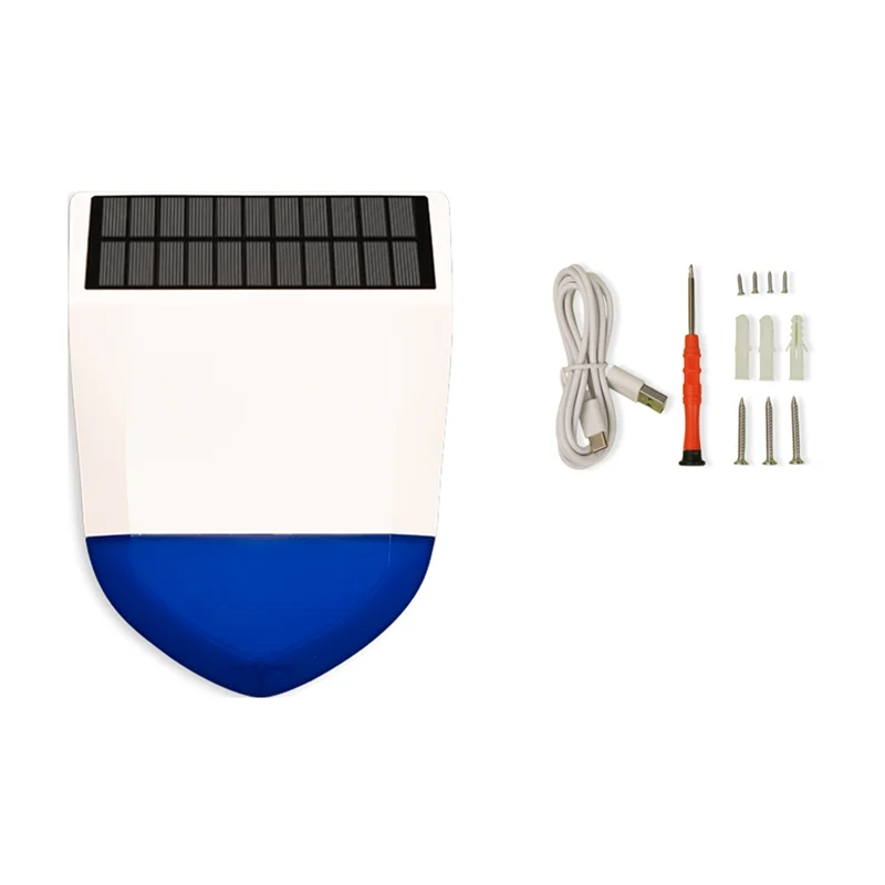 

Y45A-Sound And Light Siren Alarm Solar Outdoor IPX5 With Rechargeable Battery Solar Smart Sound And Light Sensor