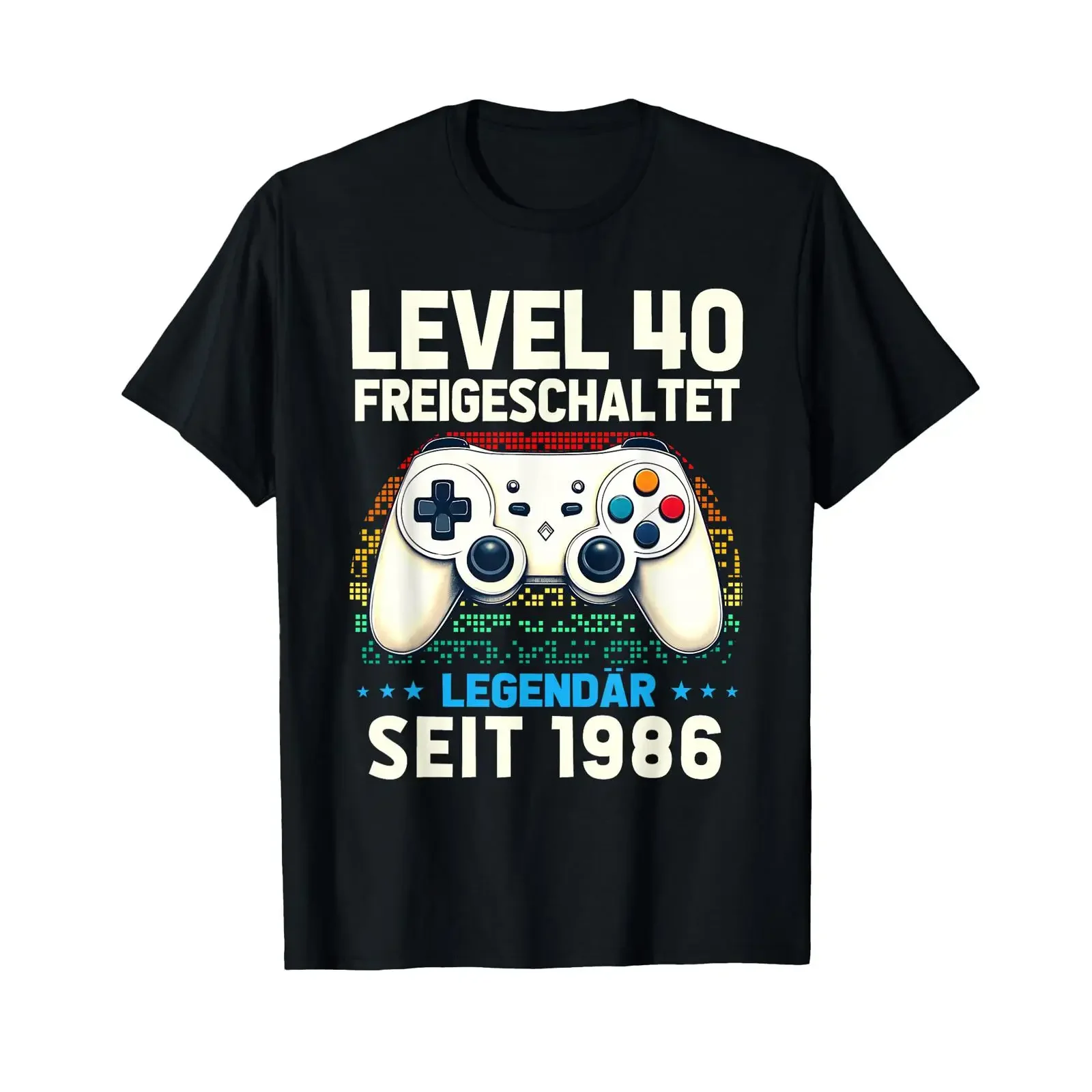 Level 40 Birthday Boy Gamer Man Decoration Year of Birth 1986 T Shirt vintage Washed Comfortable Soft Slightly Versatile