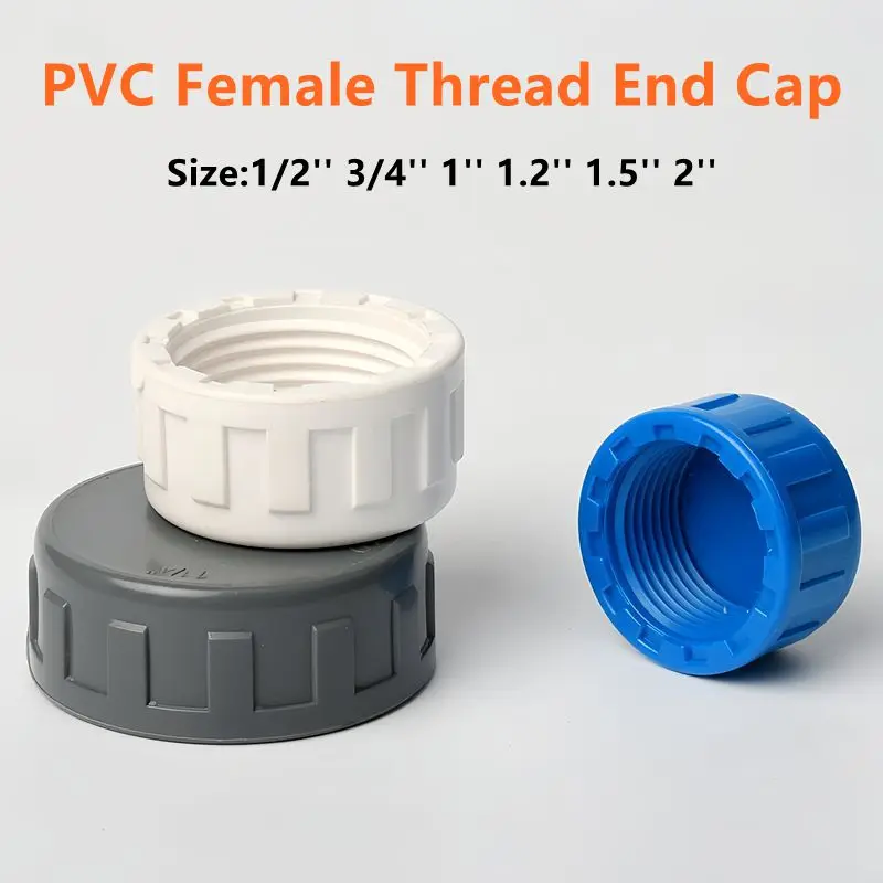 1PC 1/2''~2'' PVC Female Thread End Cap Connector Water Pipe Adapter Aquarium Fish Tank Drain Cap Hand Screwed Cap Fittings