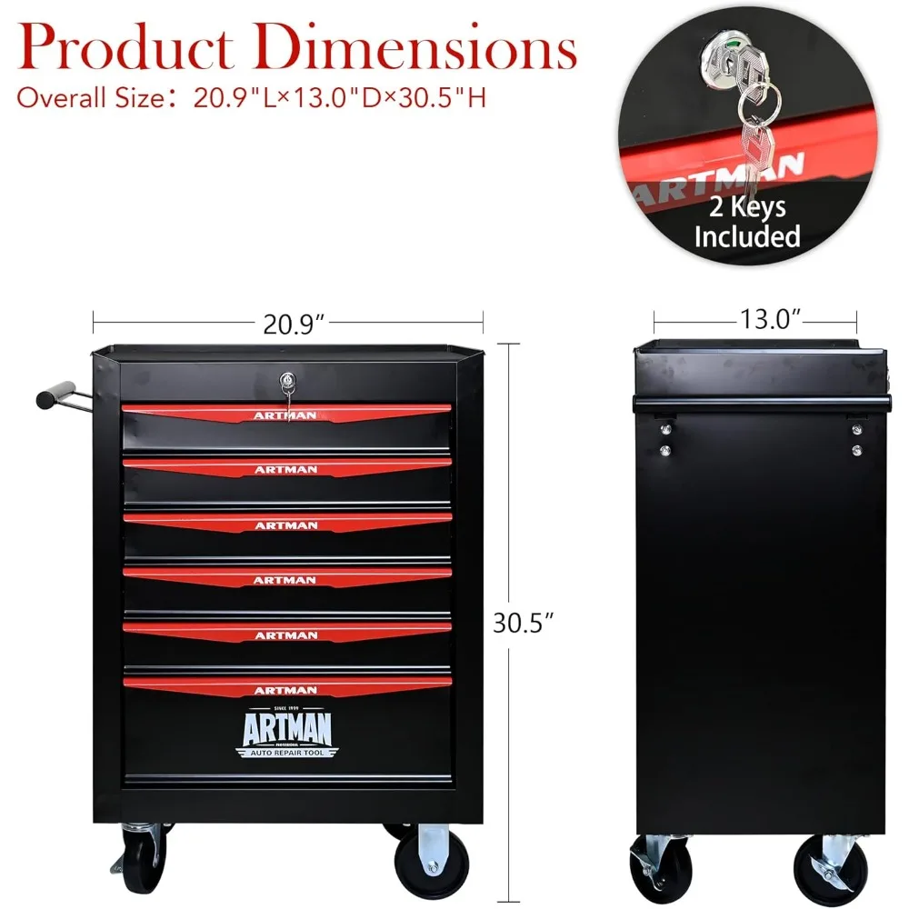 Cassapanca multiuso per riporre gli attrezzi con 6 cassetti, cassetta degli attrezzi per organizer per carrello resistente per l'efficienza del magazzino