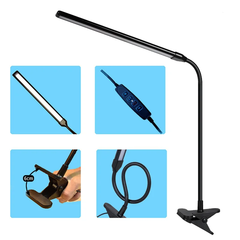 AA76-2X مصباح حامل LED بمشبك مع تقنية Clearsun LED، ضوء المشبك، رقبة مرنة قابلة للتعديل للإضاءة الدقيقة
