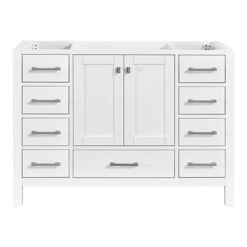 غرور حمام مقاس 48 بوصة، وحدة قائمة بذاتها مع جزء علوي، خزانة تخزين حمام بإطار من الخشب الصلب، تصميم أنيق وعملي لـ #2