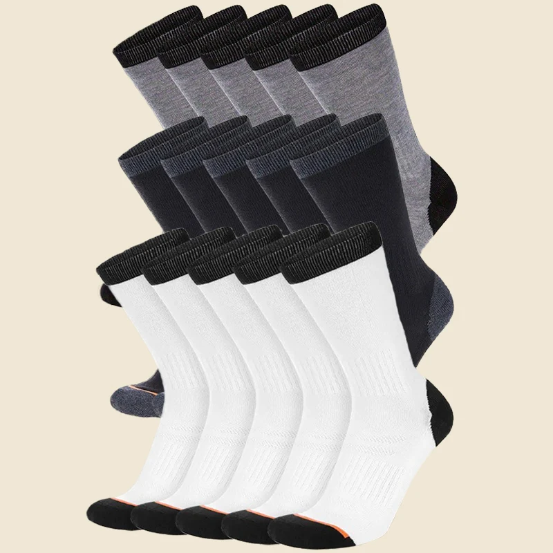 15 زوجًا من الجوارب الرجالية ذات اللون الصلب متوسطة الرقبة قابلة للتنفس، ماصة للرطوبة، ومناسبة للارتداء اليومي والنقل #2