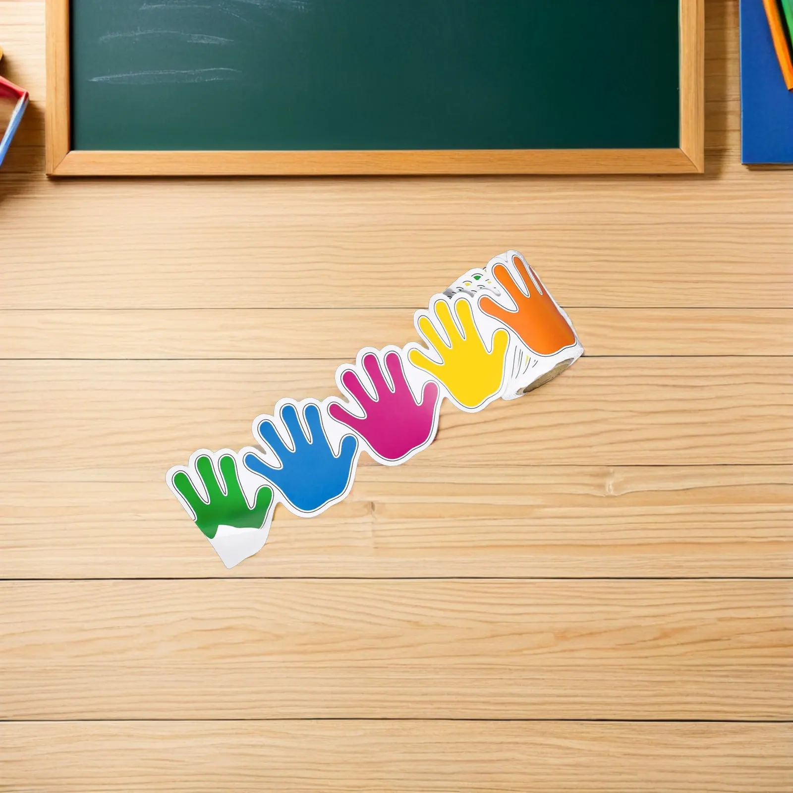 1 Roll Colorful Handprint Bulletin Board Borders Adhesive Classroom Border Trim Birthday Chalkboard Notice Display 32.8ft