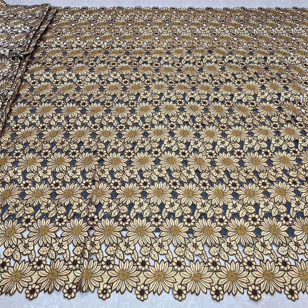 Latest 2026 African Nigerian High-Quality Cotton Damask Guipure Tulle Lace Fabric for Dress Prom Party Gown 5Yards PS0044 view 2
