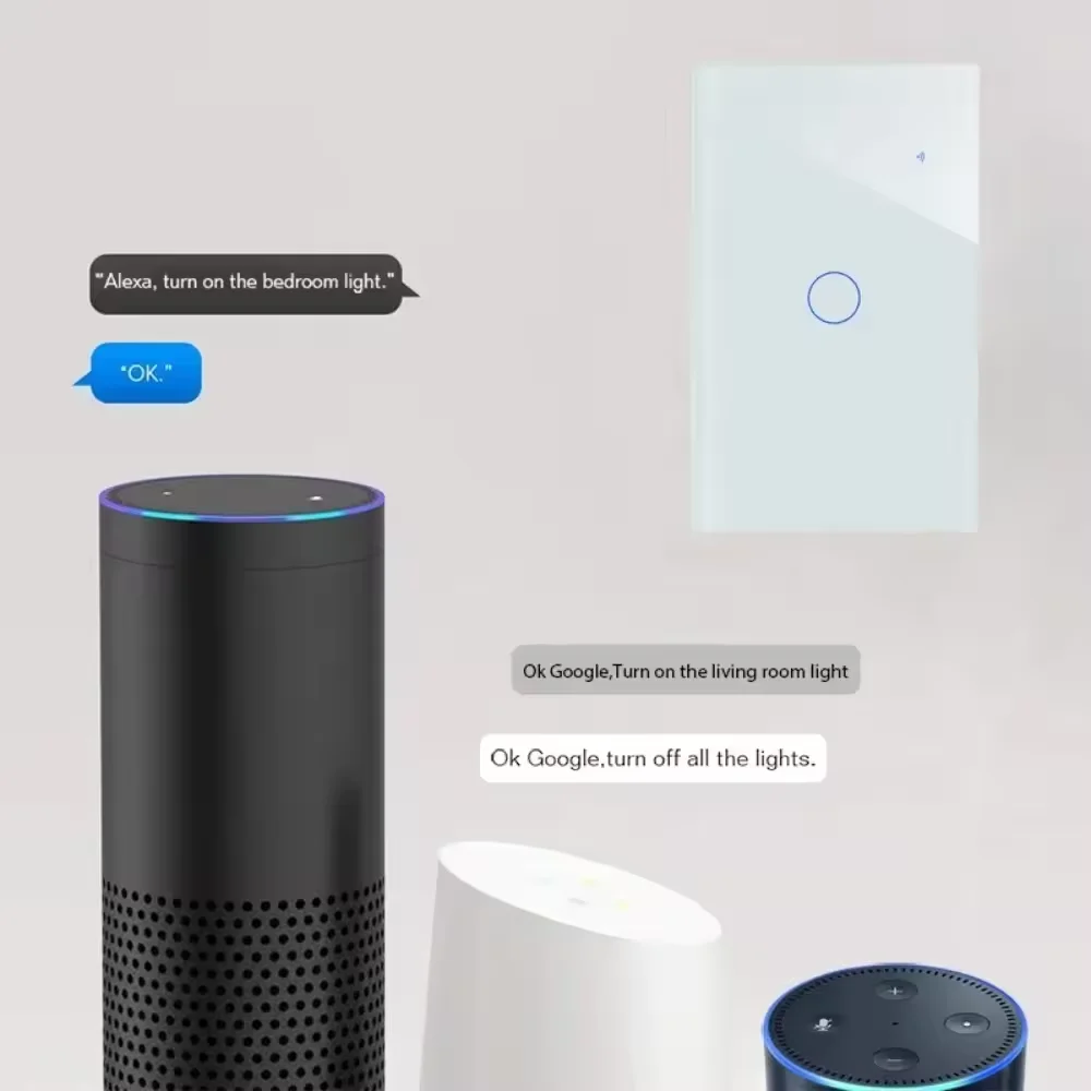 Smart Zigbee Wall Light Switch Lamps Interruptor Glass Touch Panel 2/3 Way Wireless Remote Control by Tuya Alexa Google Home