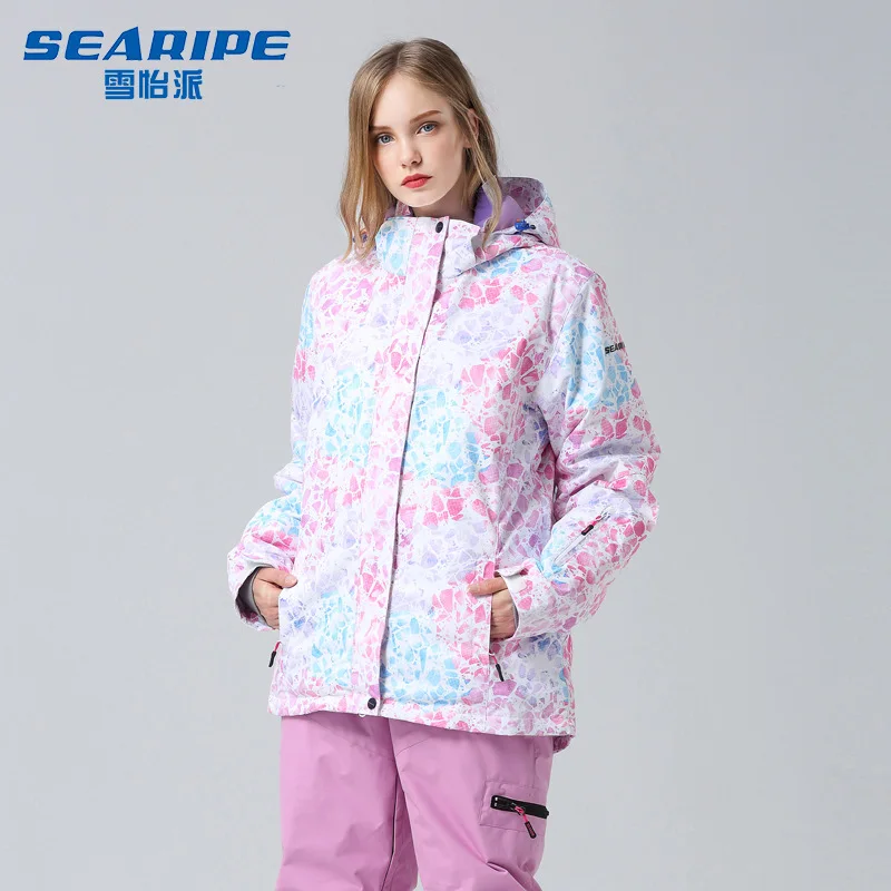 Waterproof Fleece Ski Jacket for Women, Snow Coat, Mountain Windbreaker, Hooded Female Outfits, Snowboard, Warm, Winter