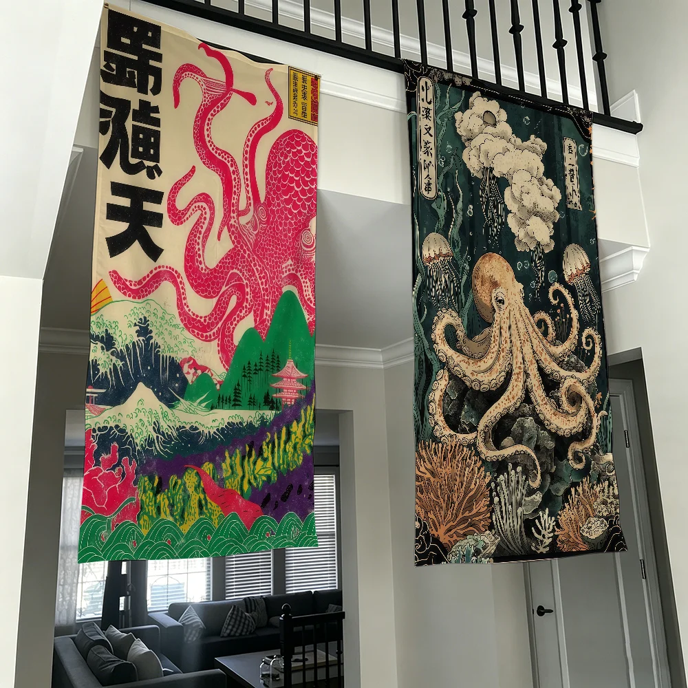 Japanische Oktopus-Kunstflagge für Wohnzimmer, Wanddekoration, Club, Wohnheim, Garage, Bar, Live-Dekoration, Banner