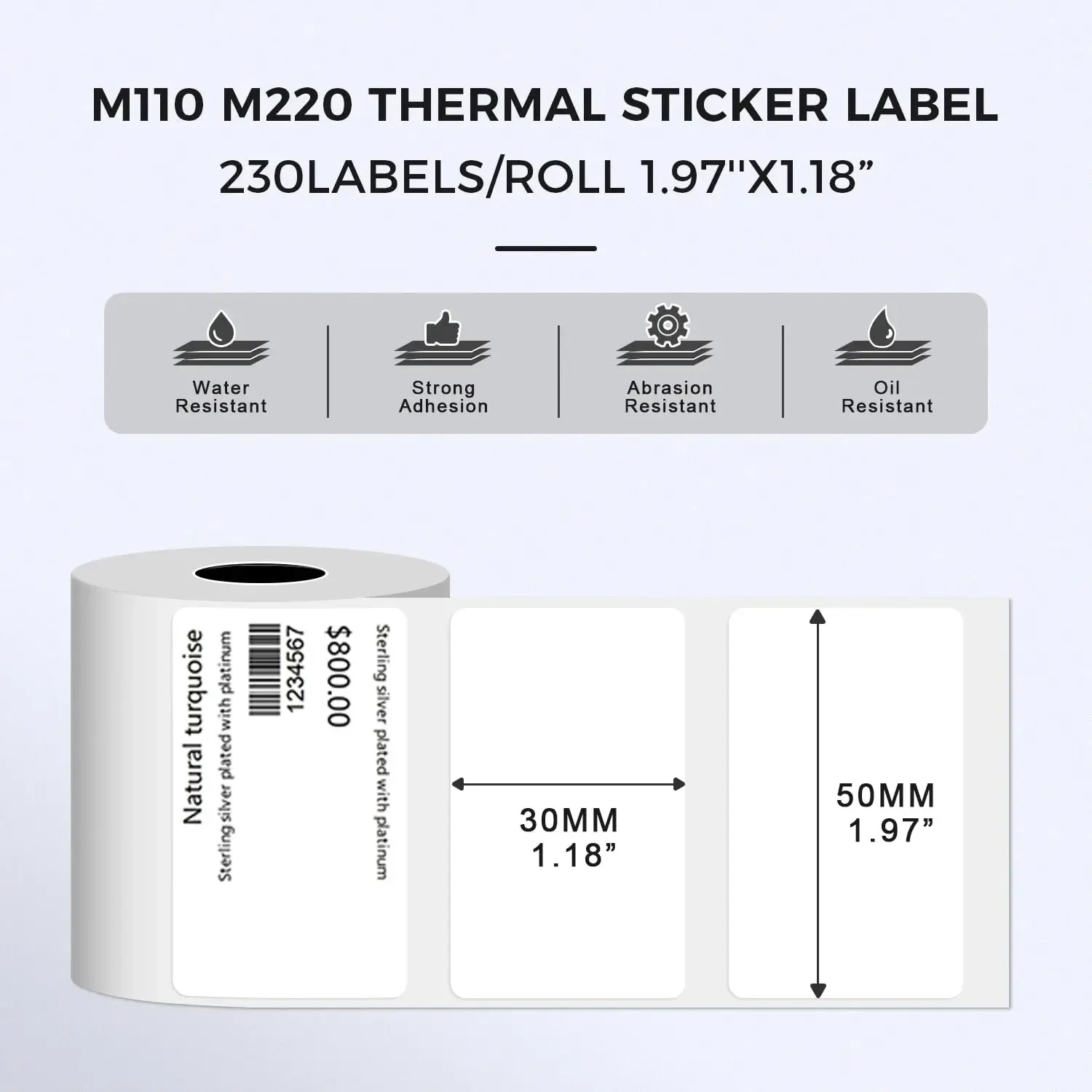 M110 Thermal Labels 50x30mm White Waterproof Sticker For M120/M110/M200/M220 Label Makers For Kitchen Bedroom Tag 230Labels/Roll