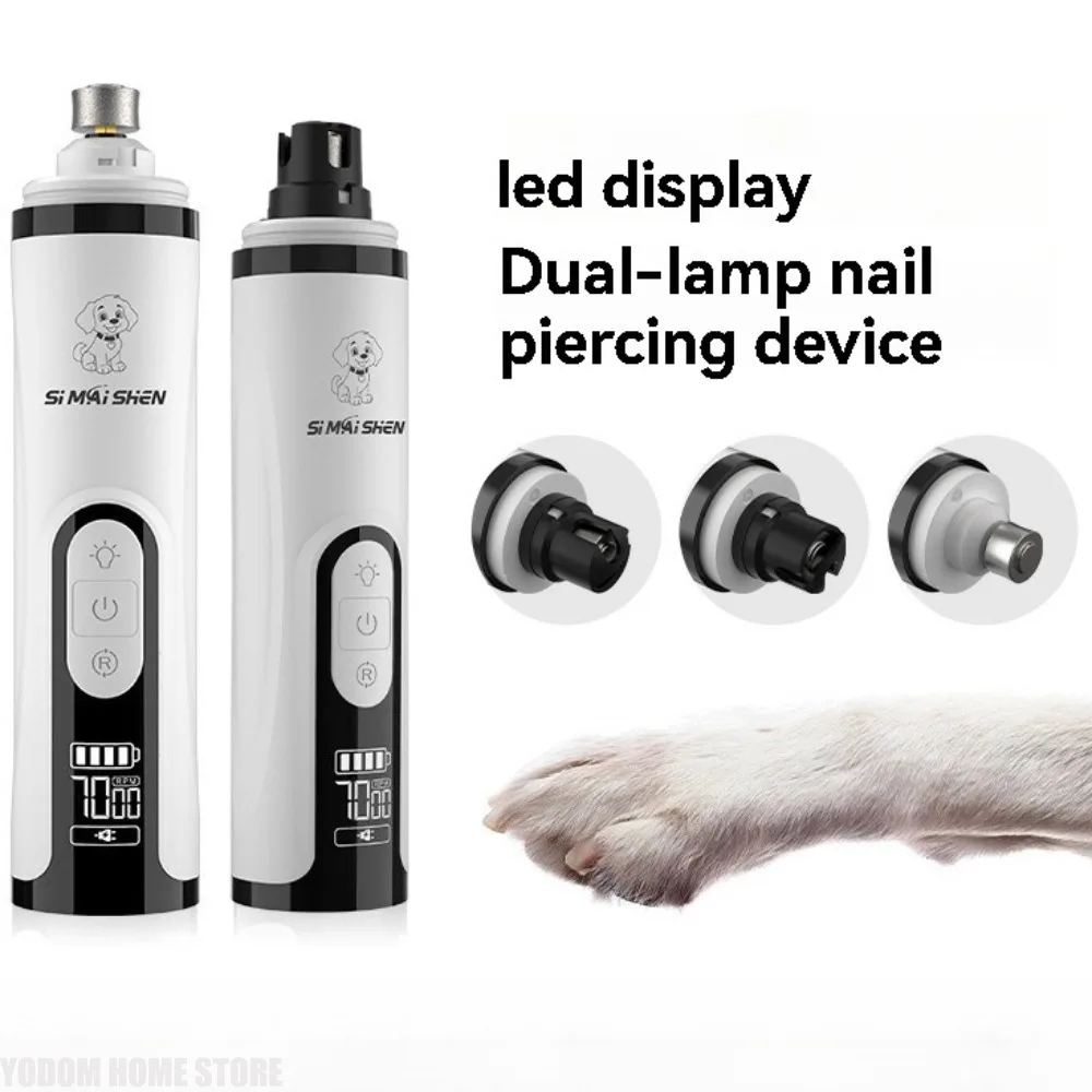Rechargeable High Power Pet Nail Grinder for Dogs & Cats, Electric Paw Nail Trimmer Avoid Quick Cutting