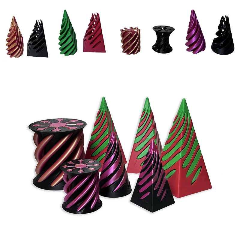 3D Printed Spiral Cone Toy Impossible Pyramid Passthrough Sculpture Pass Through Pyramid Fidget Toy Mini Vortex Thread Illusion