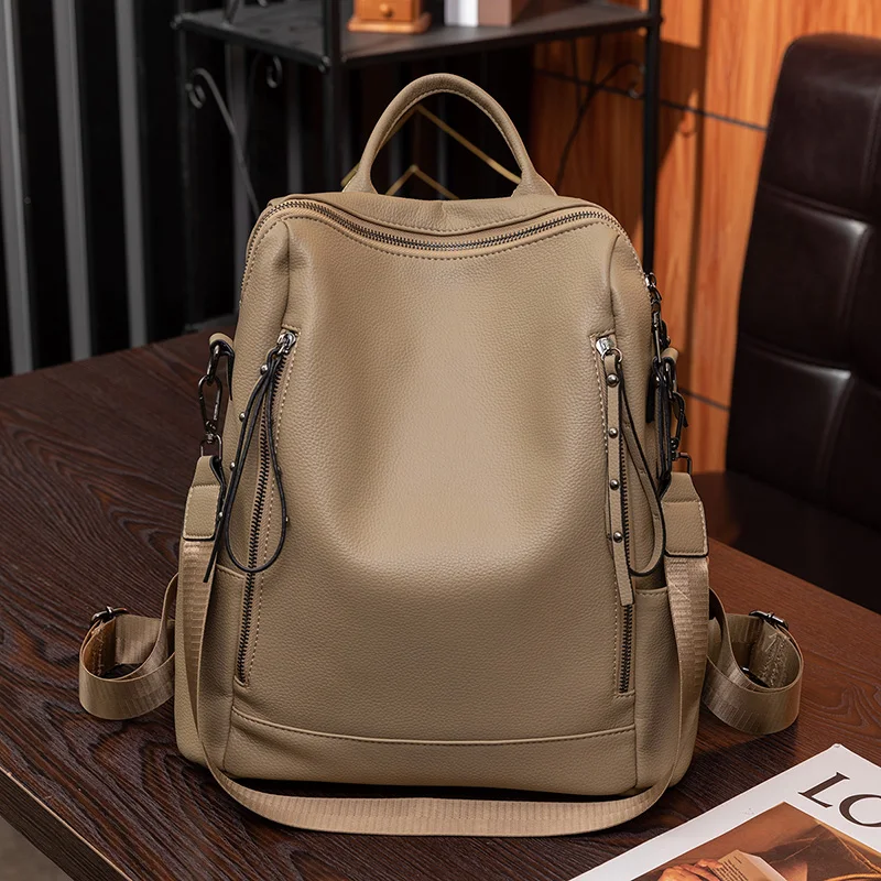 

Leather Women Shoulder Crossbody Bag for Teenage Girls Multi-Function Bagpack Ladies Travle School Back Pack