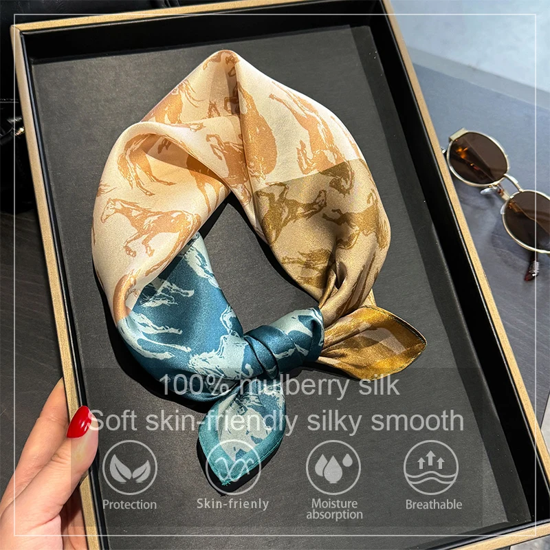 

100% Silk Scarf Mulberry Real Silk Scarves for Women Luxury High Quality Headband Kerchief Neckerchief Hairband Bag Wrap Hijab