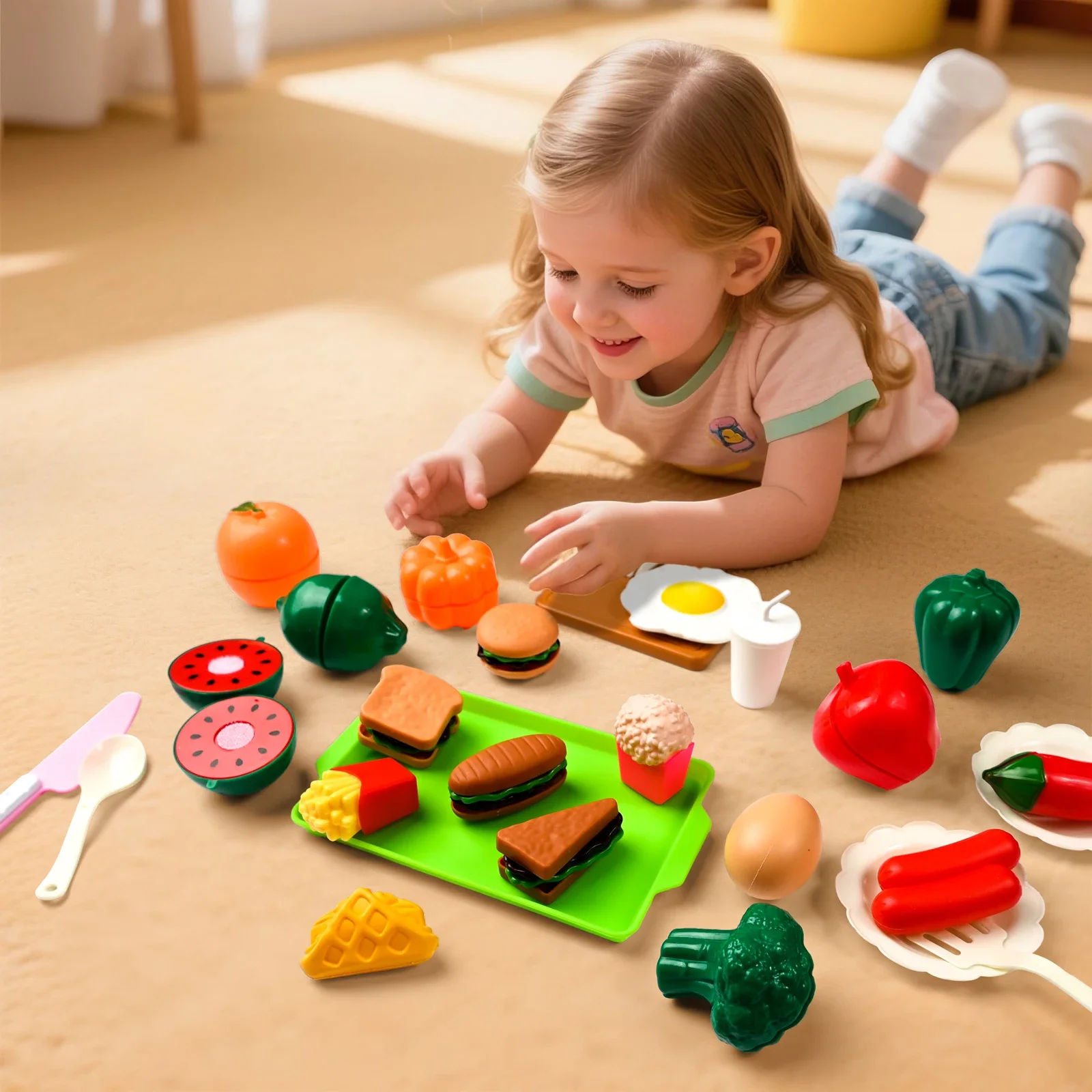 Juego de corte de frutas y verduras DIY, juguetes de comida de cocina de simulación para niñas y niños, juego realista para niños