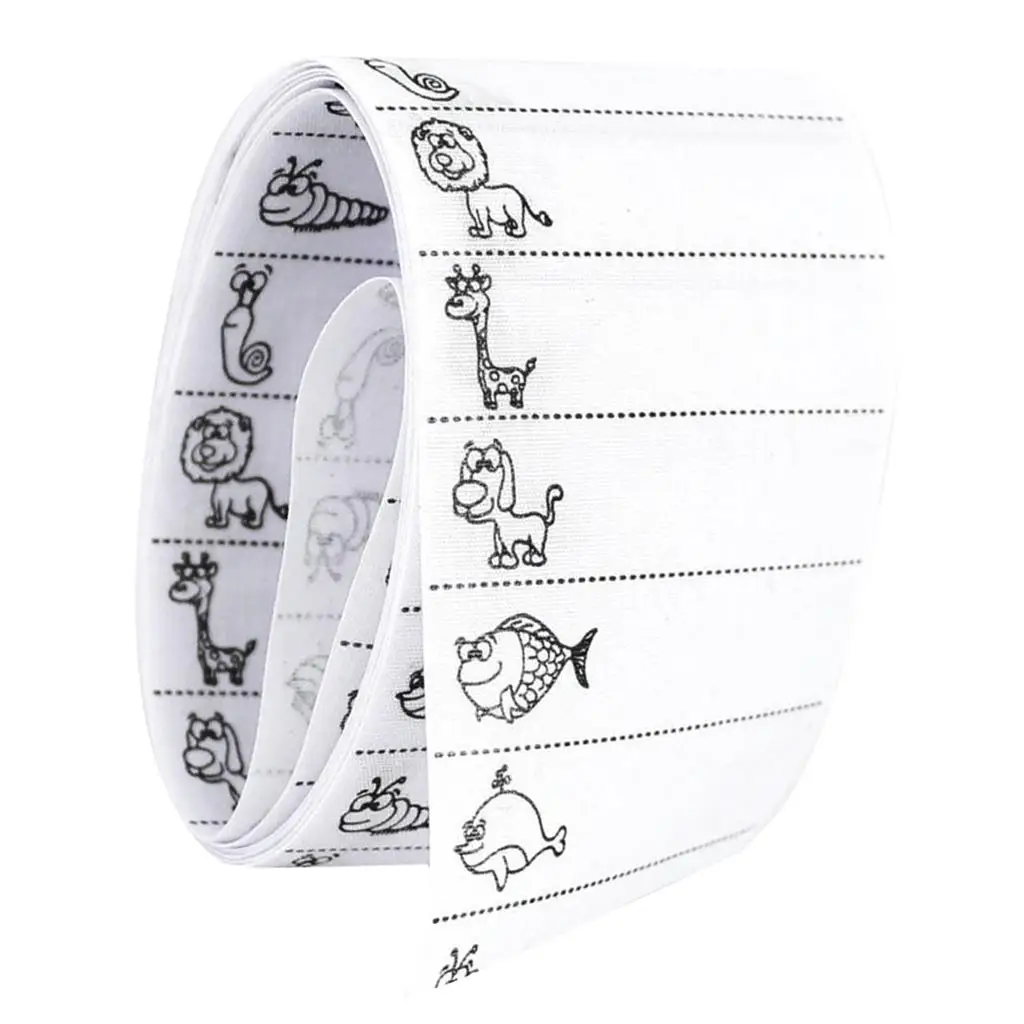 100 Pre-cut Iron-on Cotton Name Tapes Labels Tags for Schoolwear, Clothes, Etc Printed Cartoon Animals Patterns