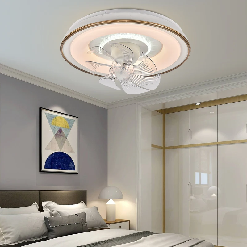 

Ceiling Fan Lamp Integrated Home Appliance Luxury Nordic White Color Chandelier Electric Wind Ceiling Fan Light