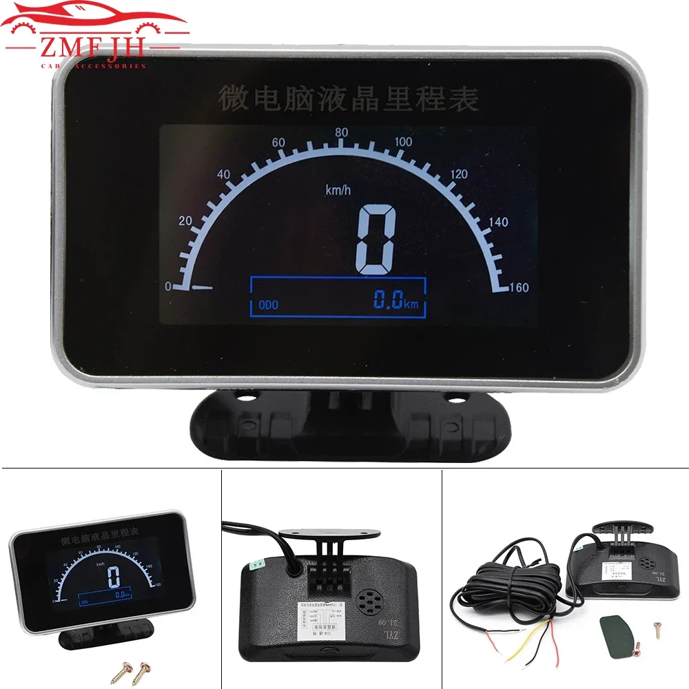 12V/24V Car Truck 2 IN 1 Functions Digital Speedometer Speed Meter + Odometer Gauge LCD instrument panel + Alarm LCD Gauge