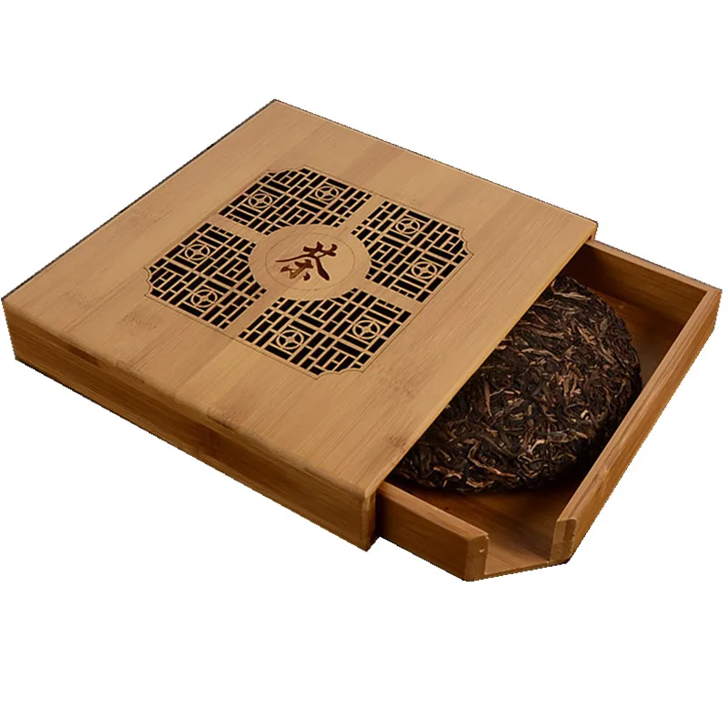 Handmade Quality Pu Er Tea Box Gift Packaging Puer Tea Box Health Care Eco-friendly Tea Set Bamboo Tray Carving Wholesale