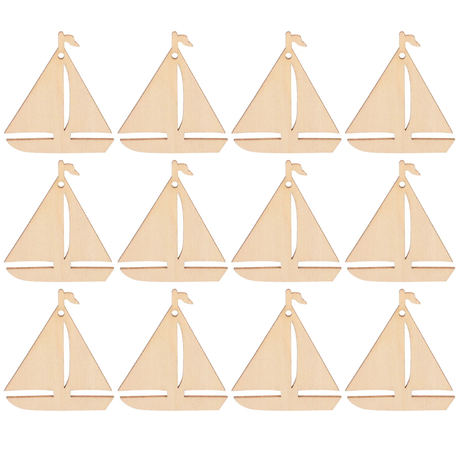 

50 Pcs Wooden Sailboat Tags DIY Crafts Unfinished Cutout Cutouts Graffiti Chips Hand-painted Painting Decors