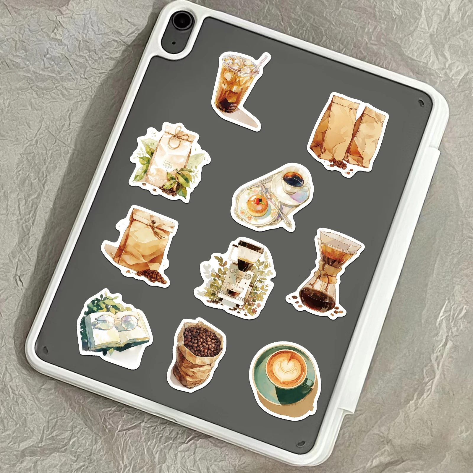 30PCS Retro Coffee Series Sticker Pack Exquisite Hand Account Material Phone Case Laptop Luggage Bottle Waterproof Stickers