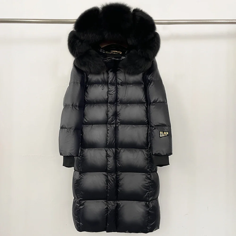 

Natural Fox Fur Coat New Winter Clothes Women Fashion Long Hooded White Duck Down Overcoat Real Fur Puffer Jacket Female