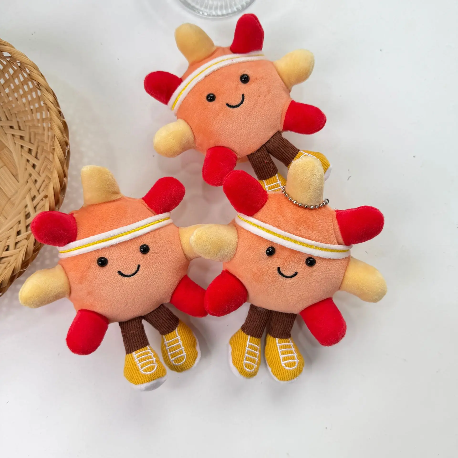 Cute Colourful Sun Plush Keyring Simulation Cartoon Happy Sun Stuffed Plush Backpack Decor Car Keyring For Birthday Xmas Gift