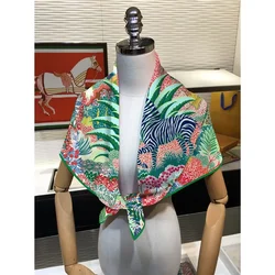 French New Plant Jungle Lady Decoration Travel Sunscreen Shawl Large Square Scarf Headscarf Scarf Wholesale