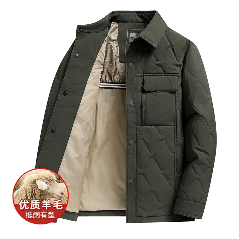 Cotton jacket men's cashmere inner liner shirt collar jacket autumn and winter wool cotton jacket business casual parka