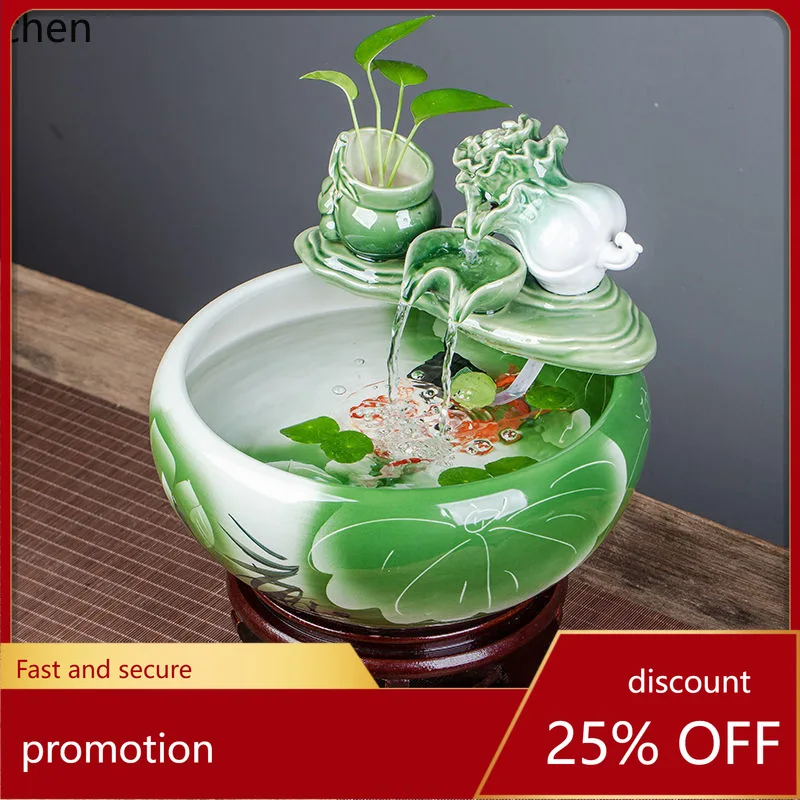 

YFY jingdezhen ceramic fish tank - home water fountain, small to large sizes, living room humidifier, landscaping