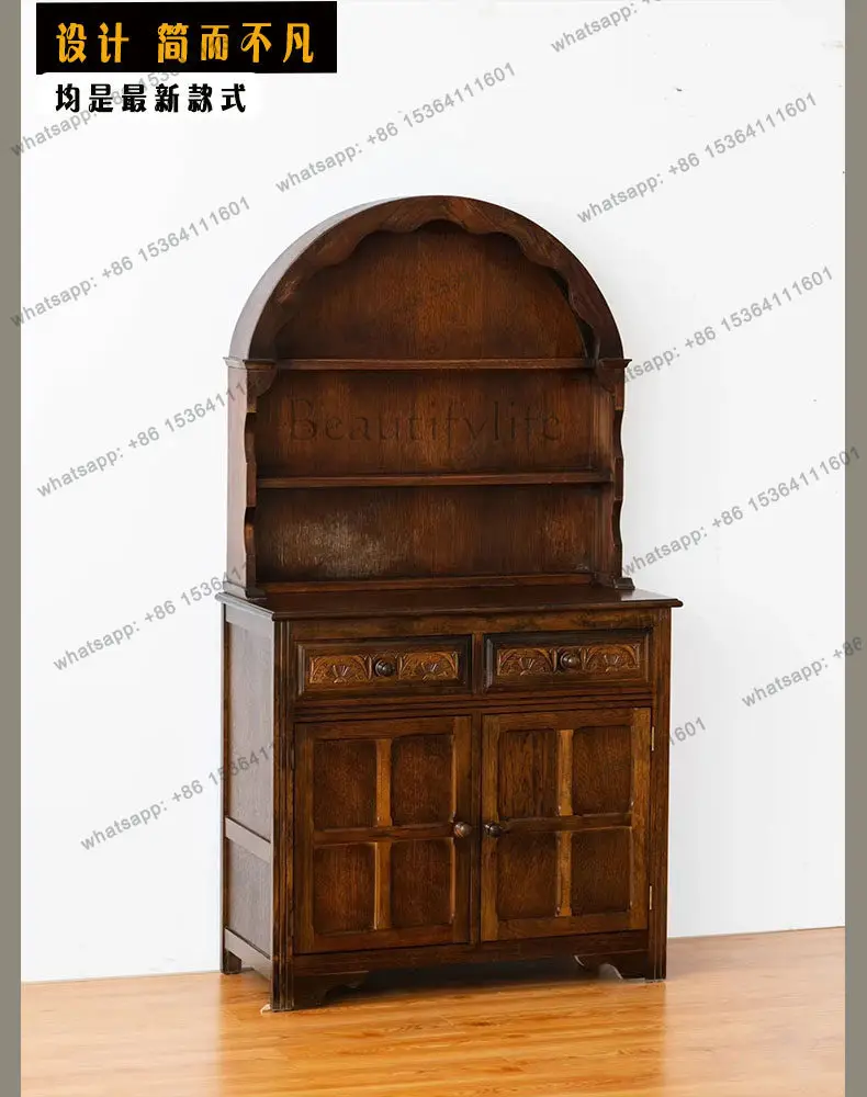 

Solid wood dining side cabinet French retro living room extremely narrow ultra-thin high-end antique furniture