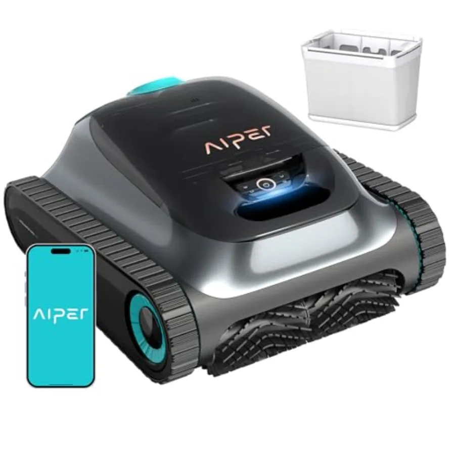 Robotic Pool Cleaner for weekly custom cleaning ABS plastic gray 270 min runtime with over-the-waterline scrubbing and smarter