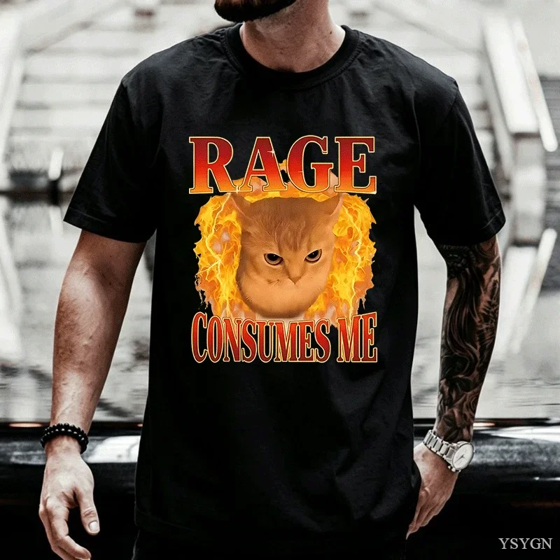 Funny T Shirt Rage Consumes Me T-Shirt for Mens Womens Kitten Graph Tee Casaul Crewne Short Sve 2026 New Model Short-sleeve crew