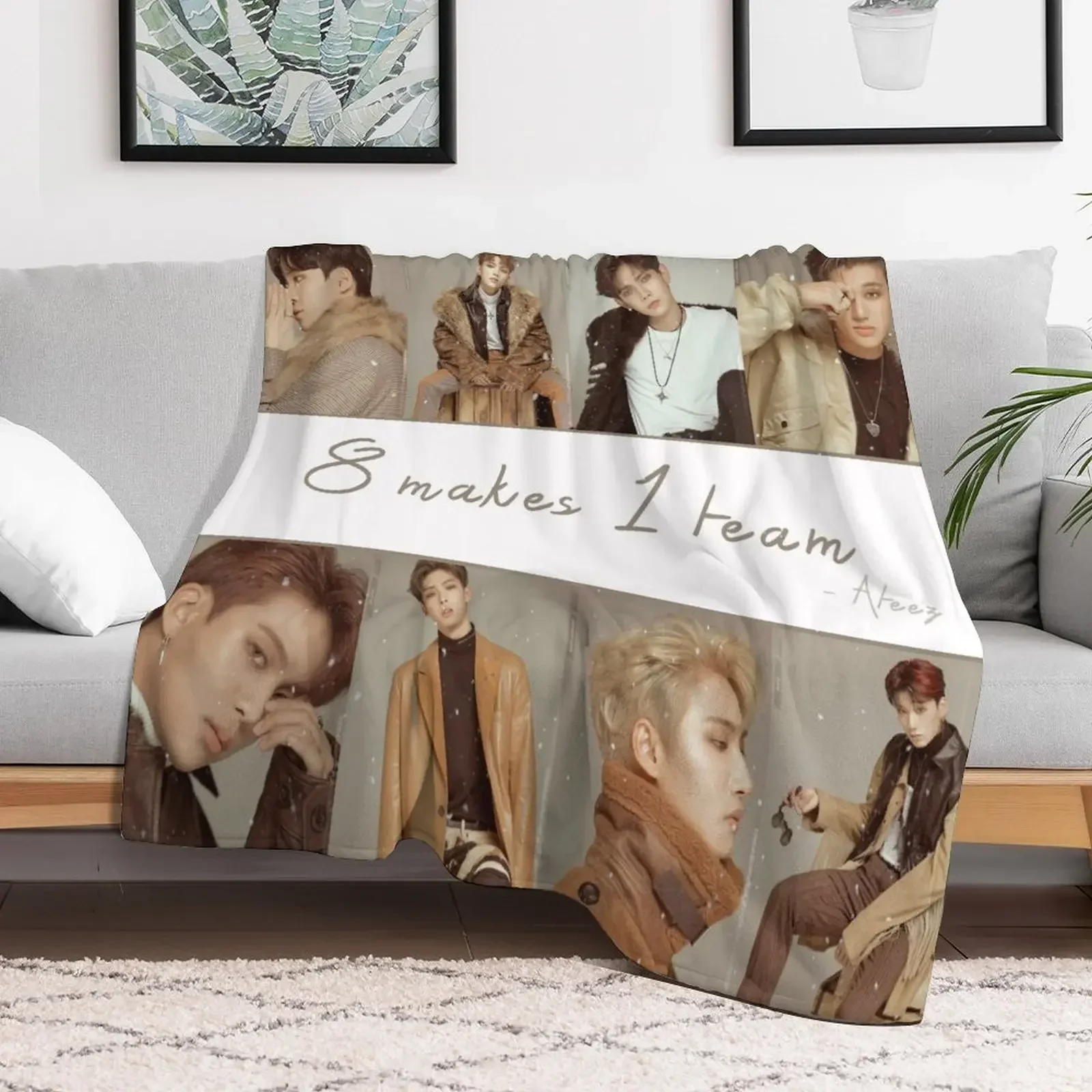 

ATEEZ -8 makes 1 team Throw Blanket heavy to sleep Plush Blankets Beautifuls Kid'S for babies Single Blankets