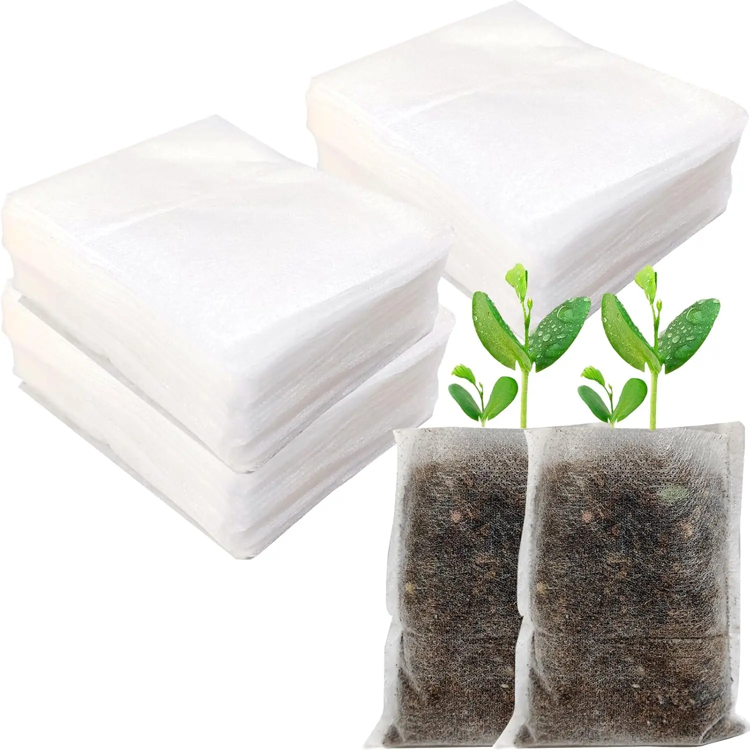 

300PCS 3.9x4.7 Plant Nursery Bags,Non-Woven Plant Seeding Grow Bags, Vegetables Fabric Seedling Bag Pots Planting Transpl