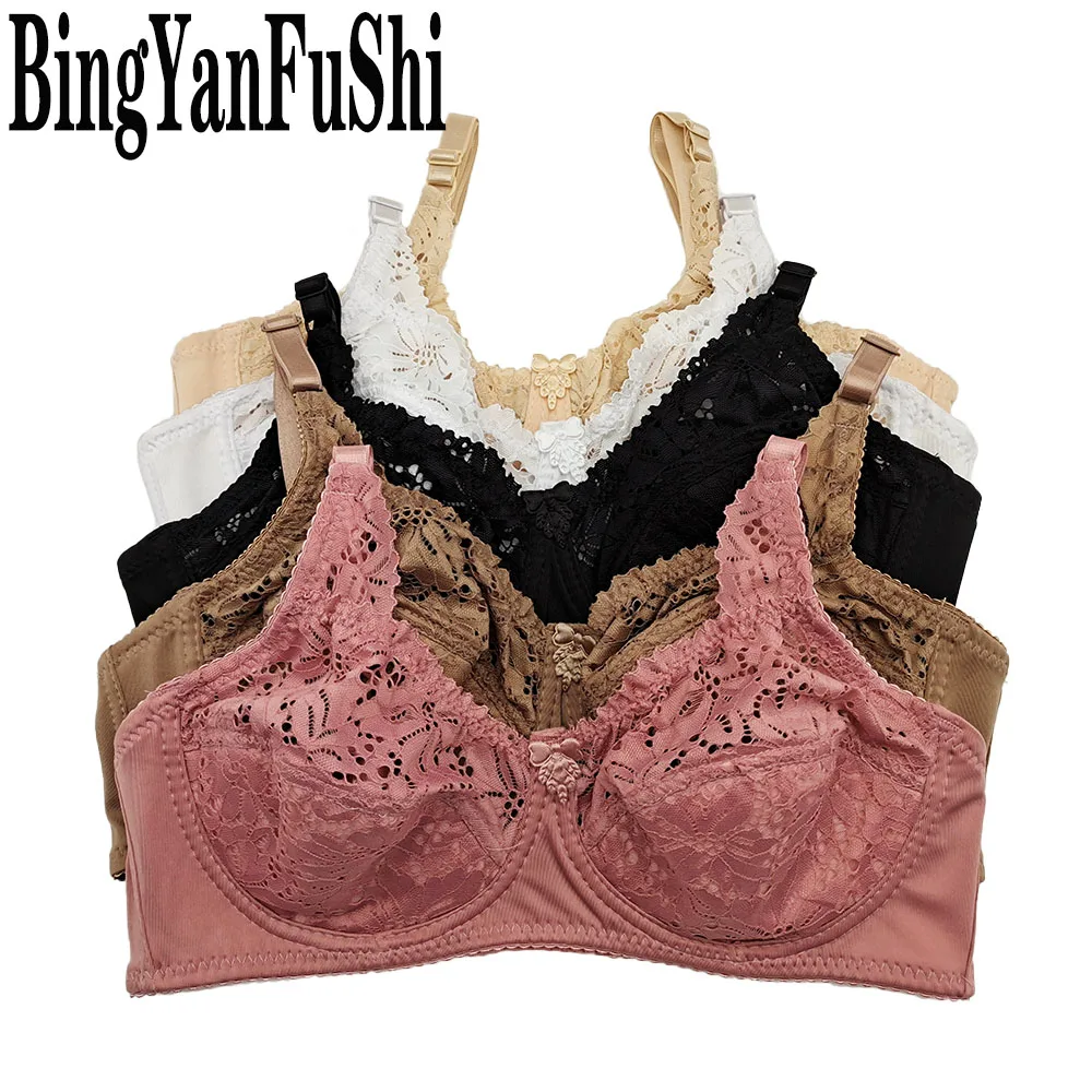 Top women sexy lace bra full coverage padded cotton bralette underwear Minimizer push up lingerie underwire Big Breasted bh C27