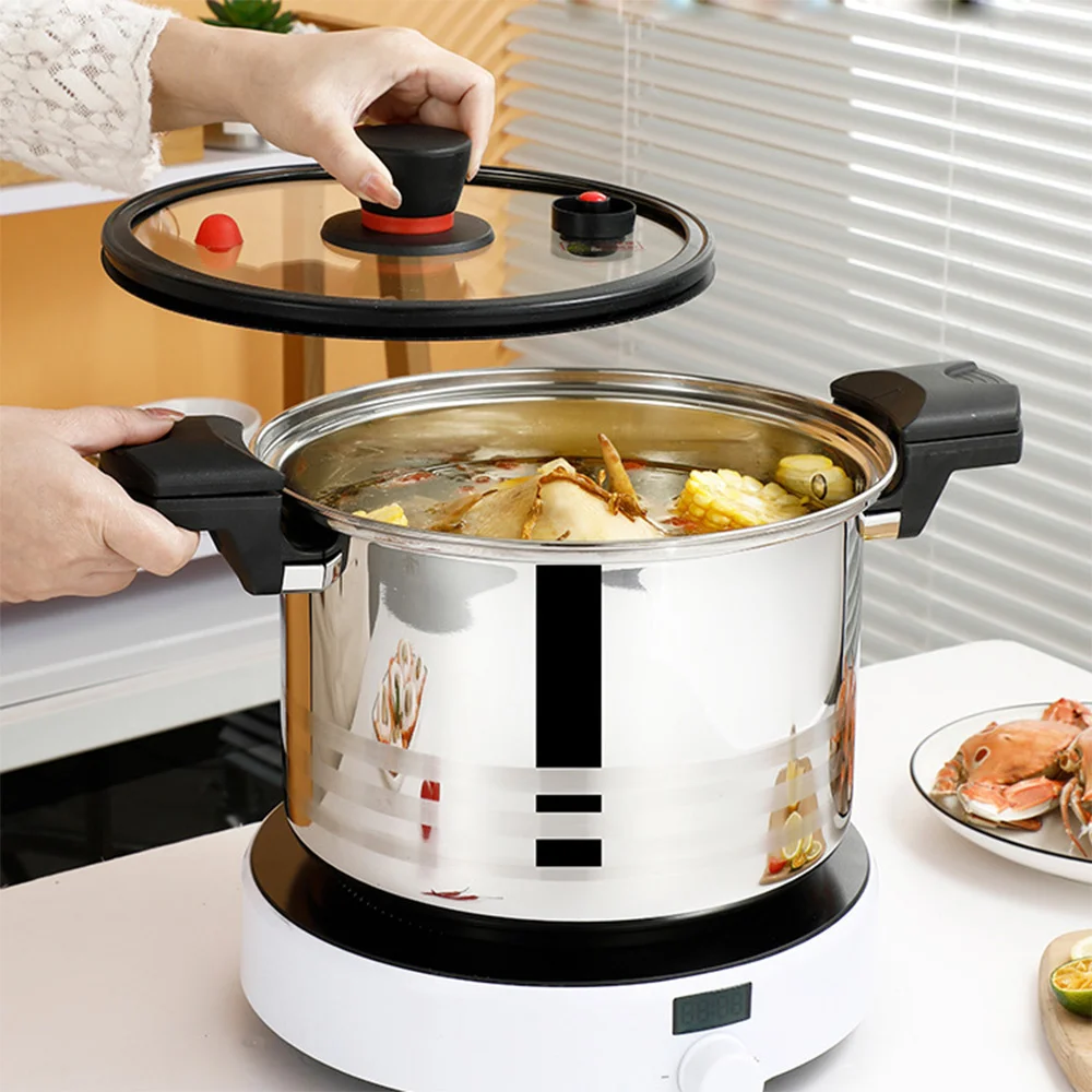 

Кастрюля из нержавеющей стали с микропод давлением и выпускным клапаном, бытовая кастрюля для тушения, кастрюля большой емкости с антипригарным покрытием