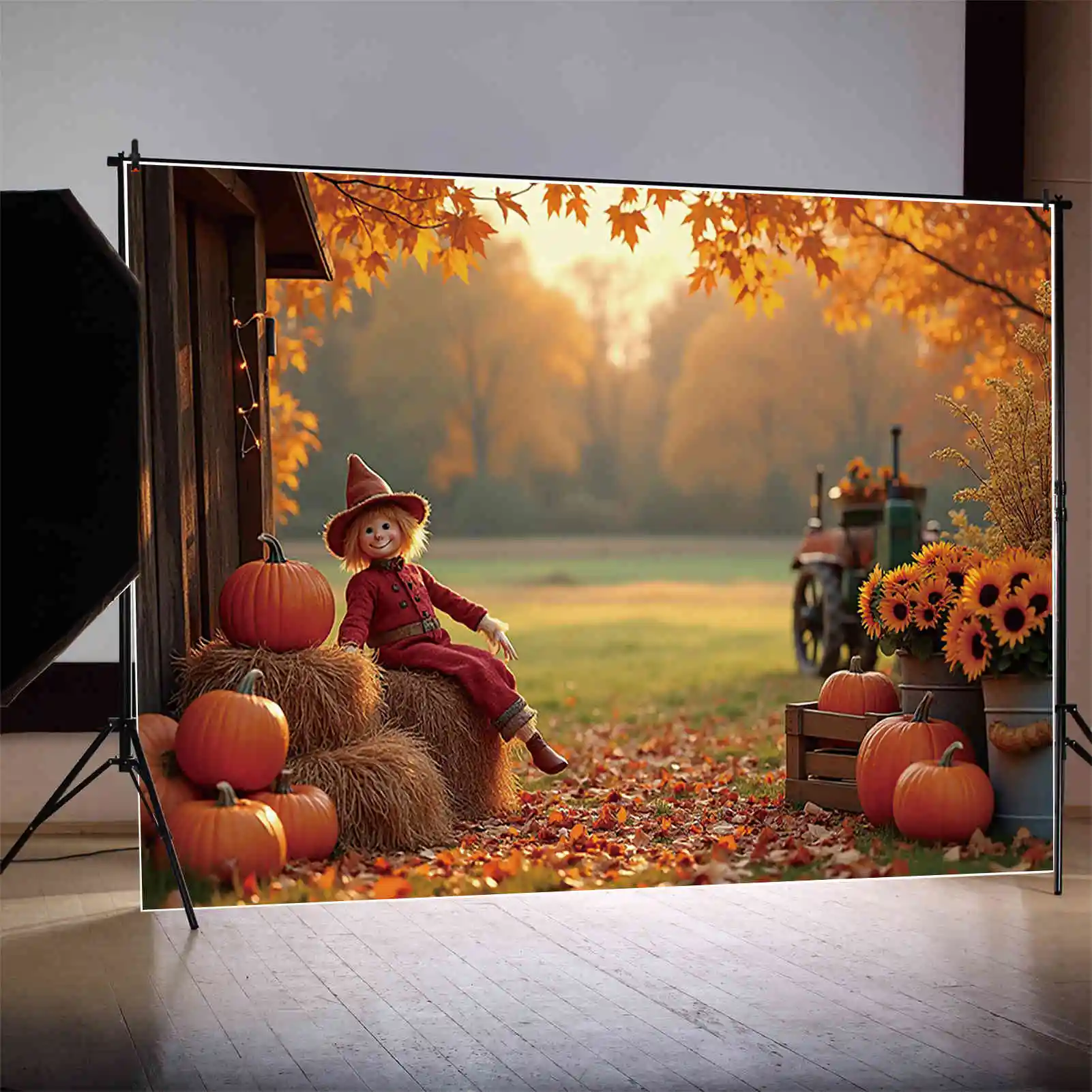 MOON.QG Autumn Backdrop Photography Harvest Farm Pumpkin Photozone Background Children Studio Photobooth Accessories